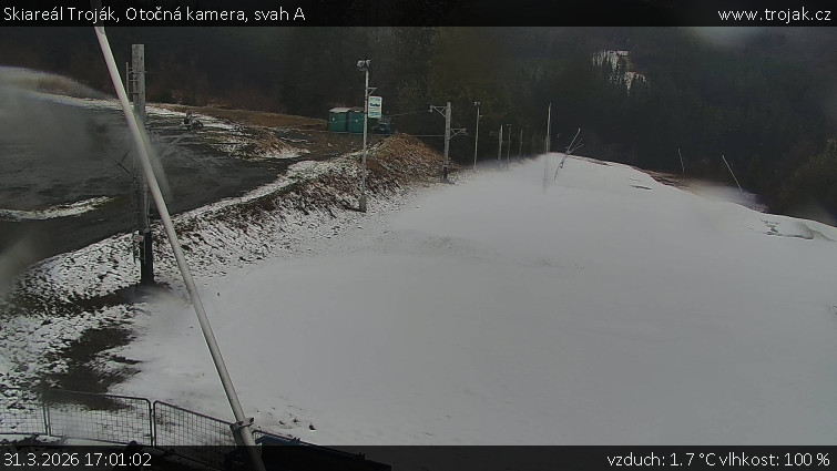 Skiareál Troják - Otočná kamera, svah A - 31.3.2026 v 17:01
