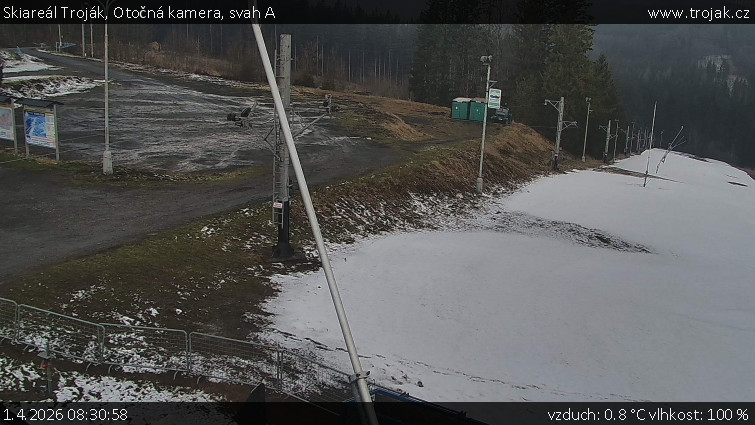 Skiareál Troják - Otočná kamera, svah A - 1.4.2026 v 08:30