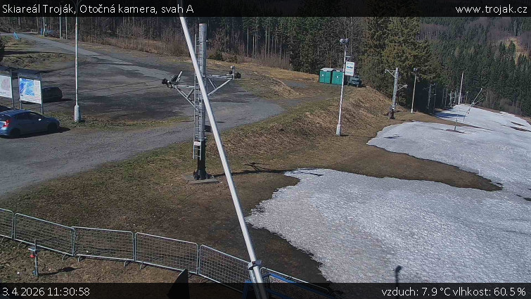 Skiareál Troják - Otočná kamera, svah A - 3.4.2026 v 11:30