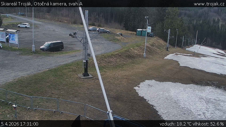 Skiareál Troják - Otočná kamera, svah A - 5.4.2026 v 17:31