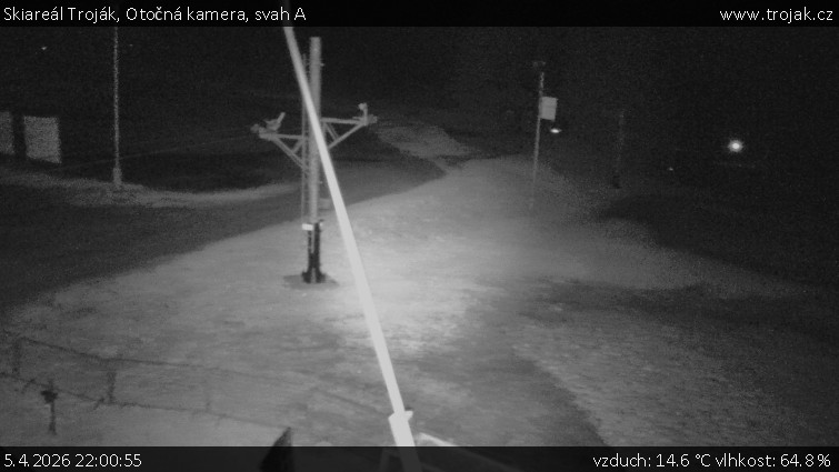 Skiareál Troják - Otočná kamera, svah A - 5.4.2026 v 22:00
