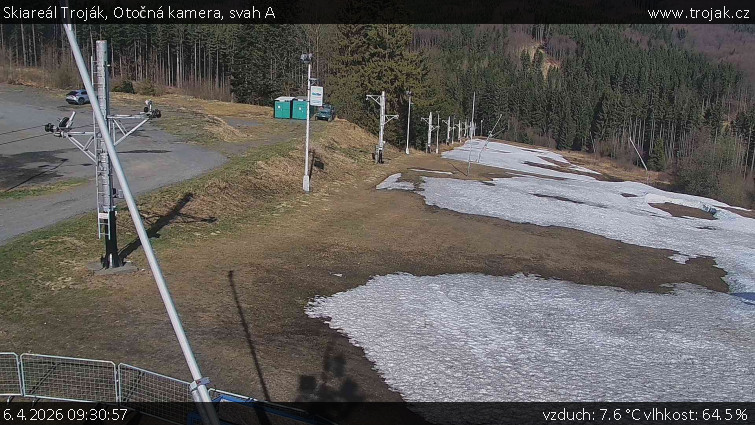 Skiareál Troják - Otočná kamera, svah A - 6.4.2026 v 09:30