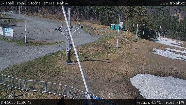 Skiareál Troják - Otočná kamera, svah A - 8.4.2026 v 11:30