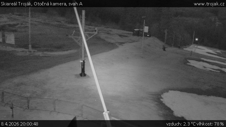 Skiareál Troják - Otočná kamera, svah A - 8.4.2026 v 20:00