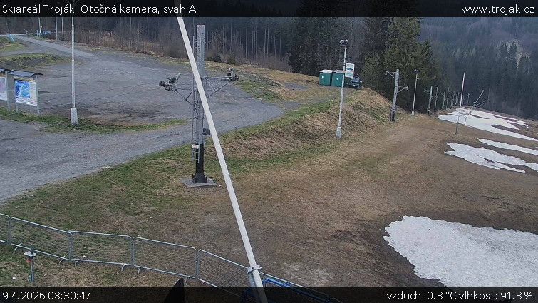 Skiareál Troják - Otočná kamera, svah A - 9.4.2026 v 08:30