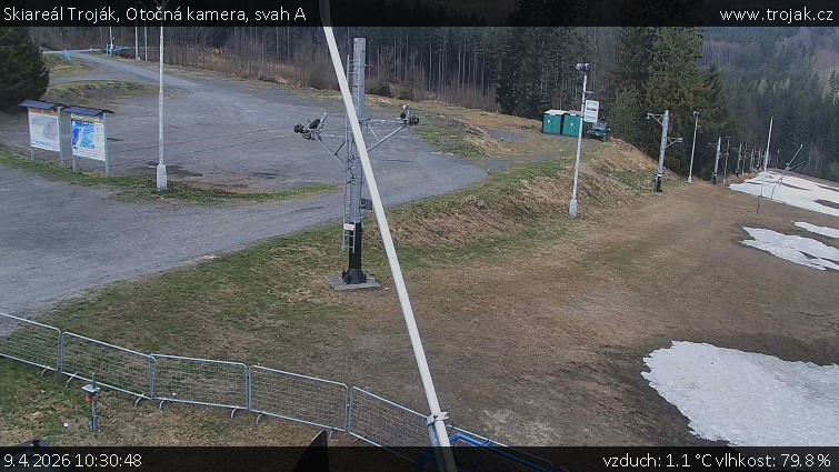 Skiareál Troják - Otočná kamera, svah A - 9.4.2026 v 10:30