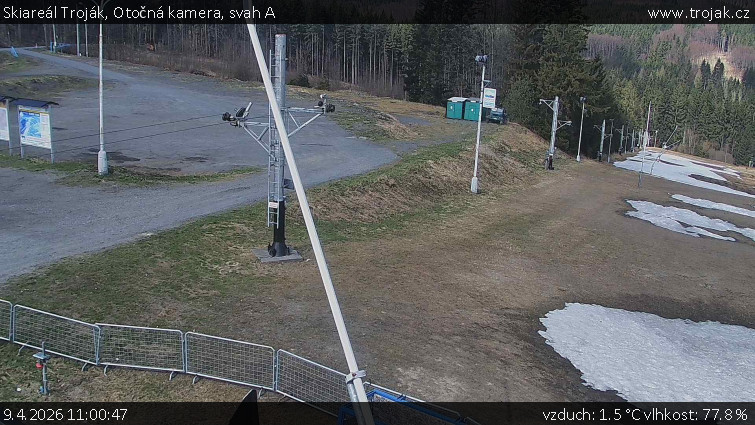 Skiareál Troják - Otočná kamera, svah A - 9.4.2026 v 11:00