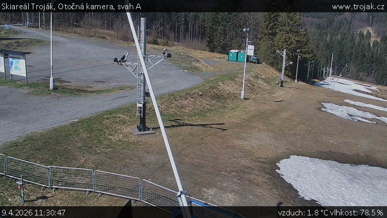 Skiareál Troják - Otočná kamera, svah A - 9.4.2026 v 11:30