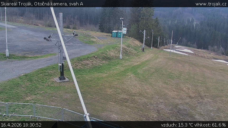 Skiareál Troják - Otočná kamera, svah A - 16.4.2026 v 18:30