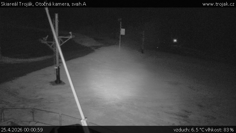Skiareál Troják - Otočná kamera, svah A - 25.4.2026 v 00:00