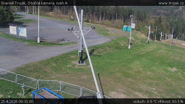 Skiareál Troják - Otočná kamera, svah A - 25.4.2026 v 09:31