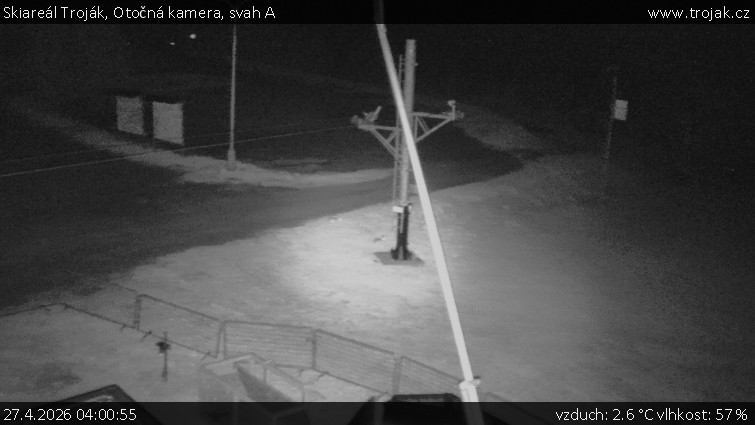 Skiareál Troják - Otočná kamera, svah A - 27.4.2026 v 04:00