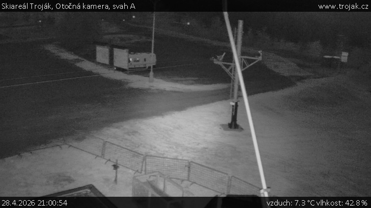 Skiareál Troják - Otočná kamera, svah A - 28.4.2026 v 21:00