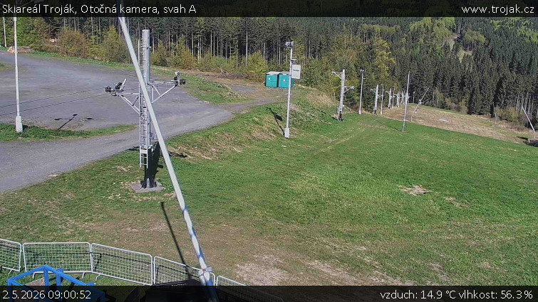 Skiareál Troják - Otočná kamera, svah A - 2.5.2026 v 09:00
