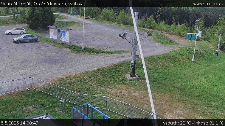 Skiareál Troják - Otočná kamera, svah A - 5.5.2026 v 14:00