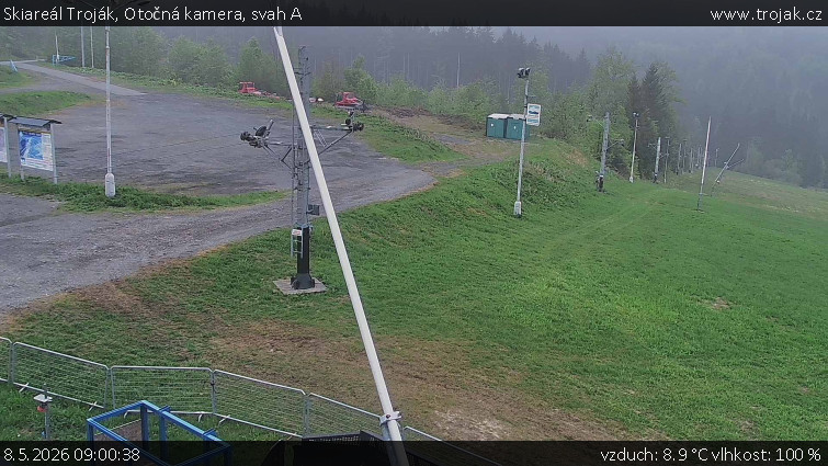 Skiareál Troják - Otočná kamera, svah A - 8.5.2026 v 09:00