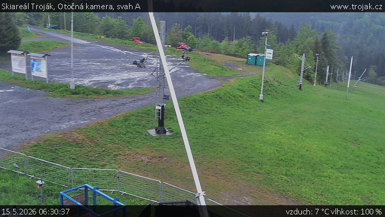 Skiareál Troják - Otočná kamera, svah A - 15.5.2026 v 06:30