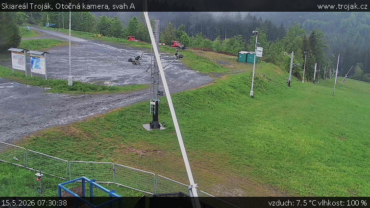 Skiareál Troják - Otočná kamera, svah A - 15.5.2026 v 07:30