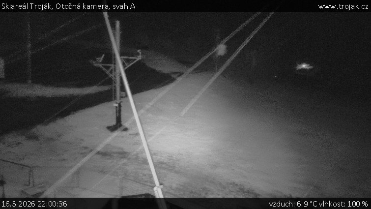 Skiareál Troják - Otočná kamera, svah A - 16.5.2026 v 22:00