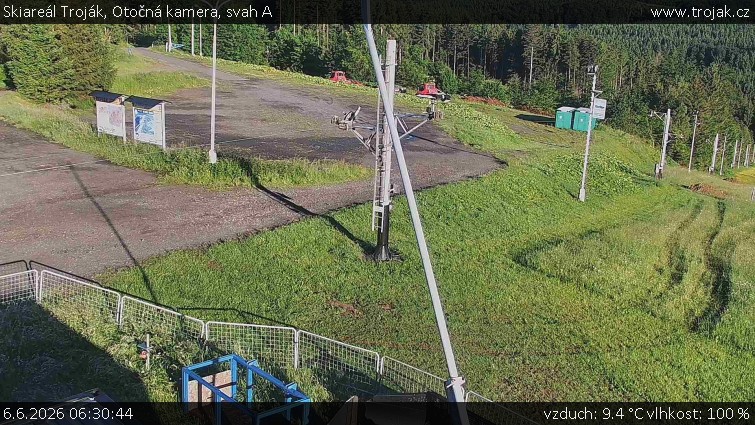 Skiareál Troják - Otočná kamera, svah A - 6.6.2026 v 06:30