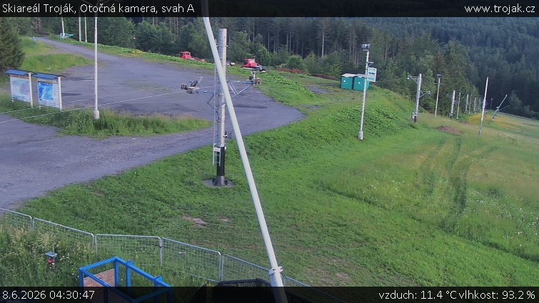 Skiareál Troják - Otočná kamera, svah A - 8.6.2026 v 04:30