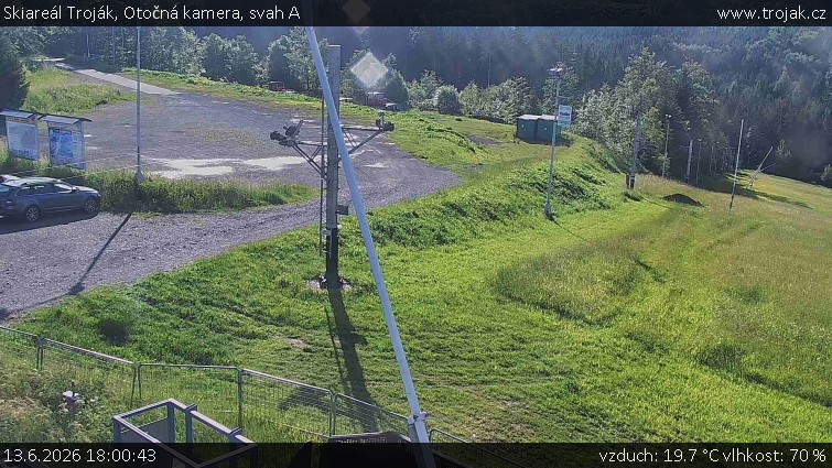 Skiareál Troják - Otočná kamera, svah A - 13.6.2026 v 18:00