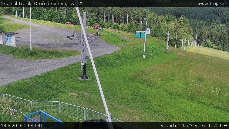 Skiareál Troják - Otočná kamera, svah A - 14.6.2026 v 09:30