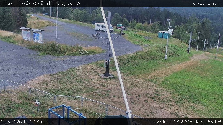 Skiareál Troják - Otočná kamera, svah A - 17.8.2026 v 17:00