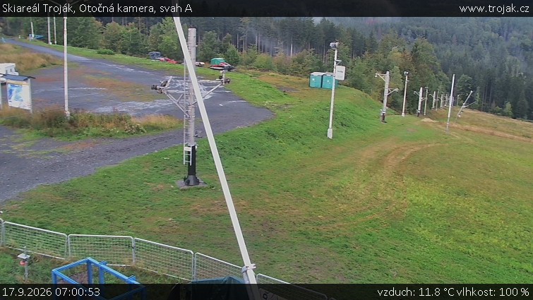 Skiareál Troják - Otočná kamera, svah A - 17.9.2026 v 07:00