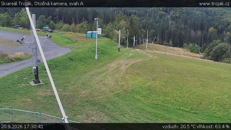 Skiareál Troják - Otočná kamera, svah A - 20.9.2026 v 17:30