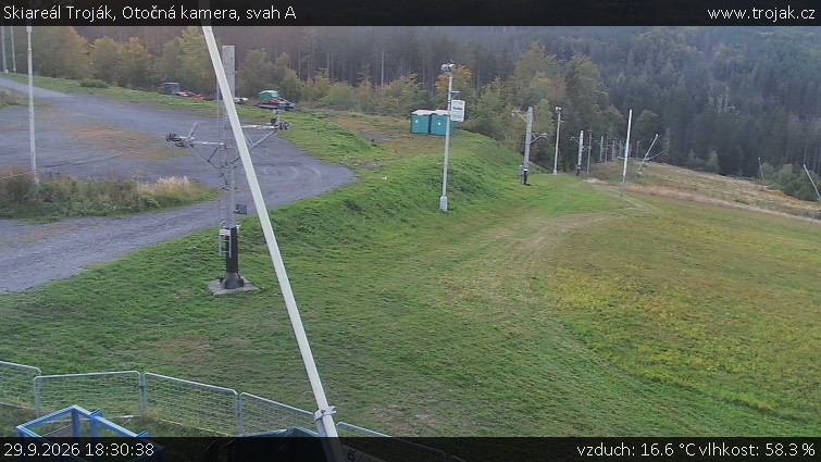 Skiareál Troják - Otočná kamera, svah A - 29.9.2026 v 18:30