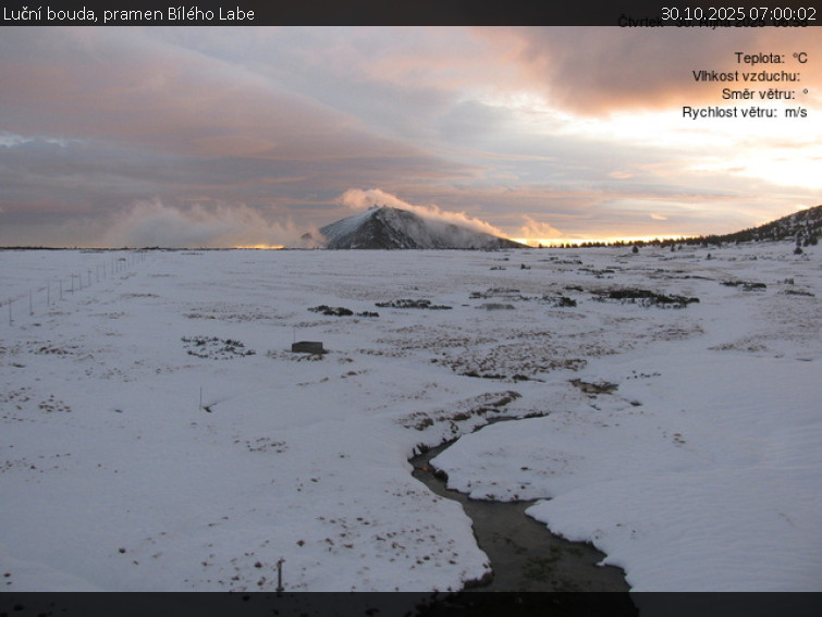 Luční bouda - Luční bouda, pramen Bílého Labe - 30.10.2025 v 07:00 Luční bouda - Luční bouda, pramen Bílého Labe - 30.10.2025 v 07:00