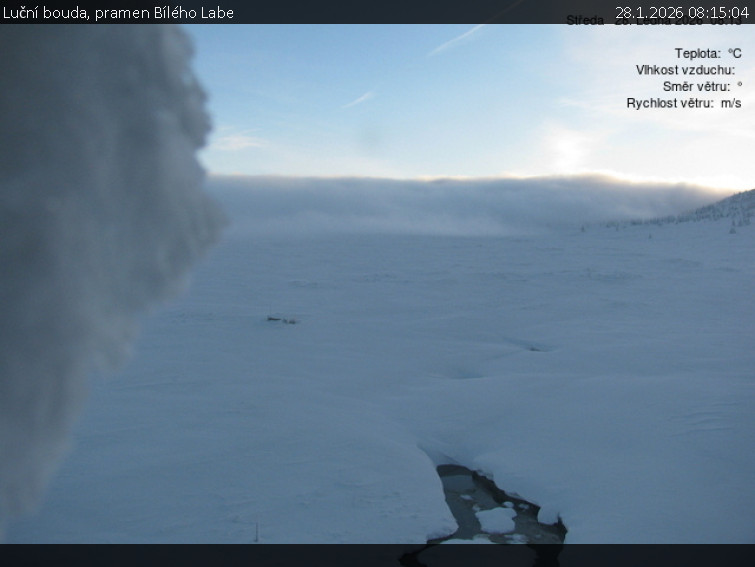 Luční bouda - Luční bouda, pramen Bílého Labe - 28.1.2026 v 08:15