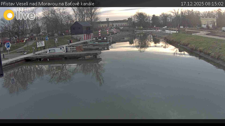 Baťův kanál - Přístav Veselí nad Moravou na Baťově kanále - 17.12.2025 v 08:15