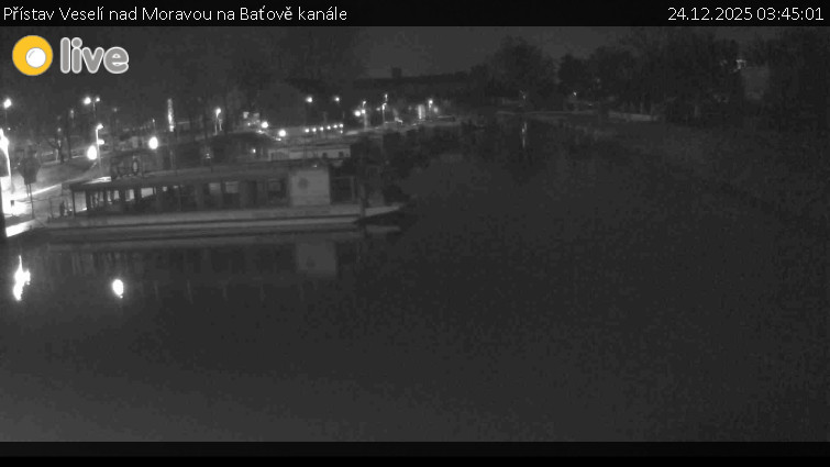 Baťův kanál - Přístav Veselí nad Moravou na Baťově kanále - 24.12.2025 v 03:45