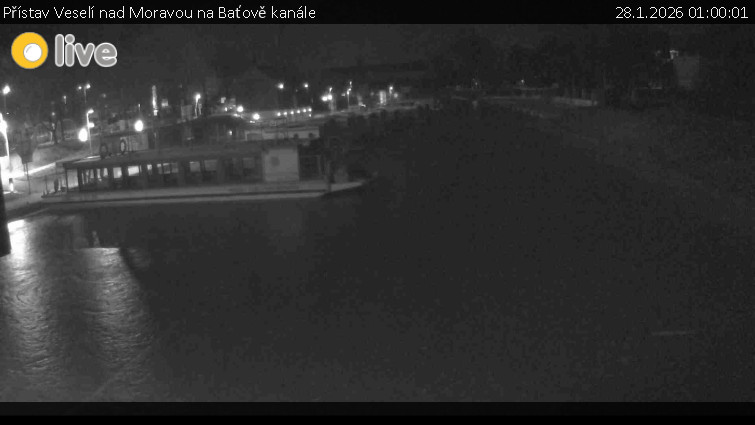Baťův kanál - Přístav Veselí nad Moravou na Baťově kanále - 28.1.2026 v 01:00