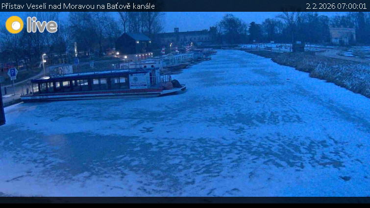 Baťův kanál - Přístav Veselí nad Moravou na Baťově kanále - 2.2.2026 v 07:00