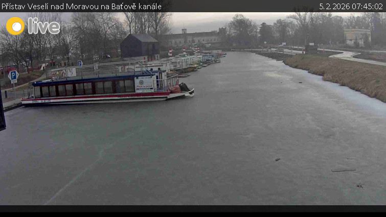 Baťův kanál - Přístav Veselí nad Moravou na Baťově kanále - 5.2.2026 v 07:45