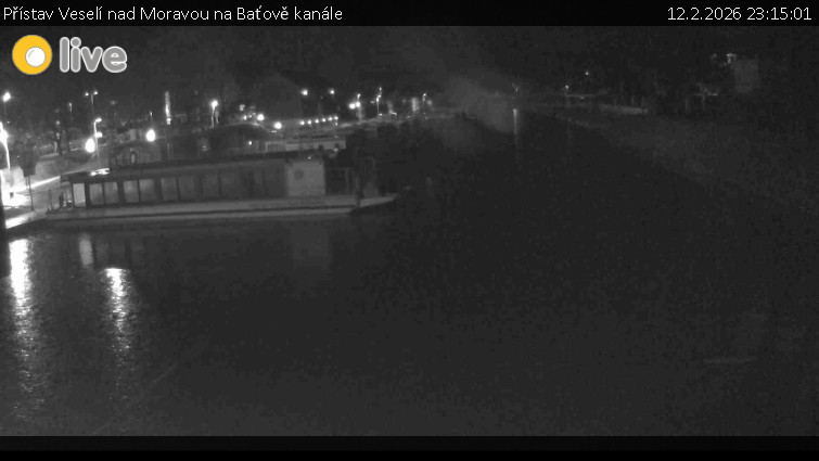Baťův kanál - Přístav Veselí nad Moravou na Baťově kanále - 12.2.2026 v 23:15