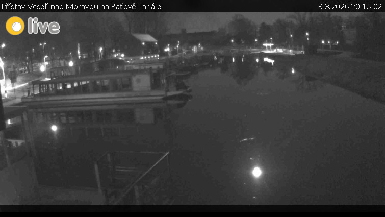 Baťův kanál - Přístav Veselí nad Moravou na Baťově kanále - 3.3.2026 v 20:15