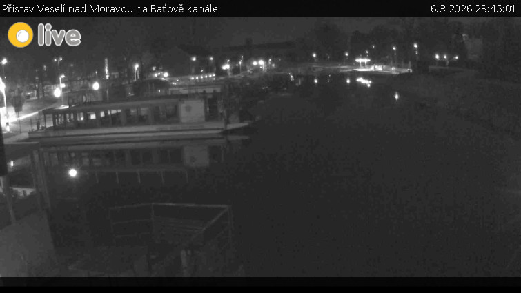 Baťův kanál - Přístav Veselí nad Moravou na Baťově kanále - 6.3.2026 v 23:45
