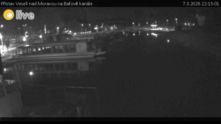 Baťův kanál - Přístav Veselí nad Moravou na Baťově kanále - 7.3.2026 v 22:15