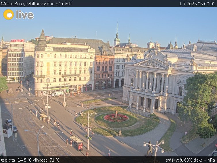 Město Brno - Malinovského náměstí - 1.7.2025 v 06:00 Město Brno - Malinovského náměstí - 1.7.2025 v 06:00
