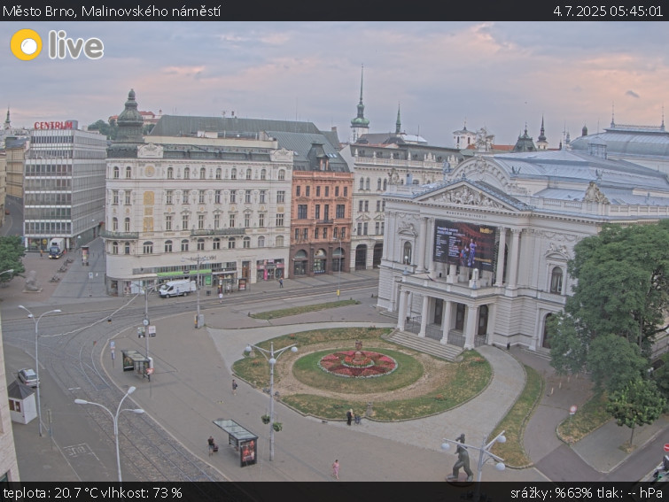 Město Brno - Malinovského náměstí - 4.7.2025 v 05:45 Město Brno - Malinovského náměstí - 4.7.2025 v 05:45