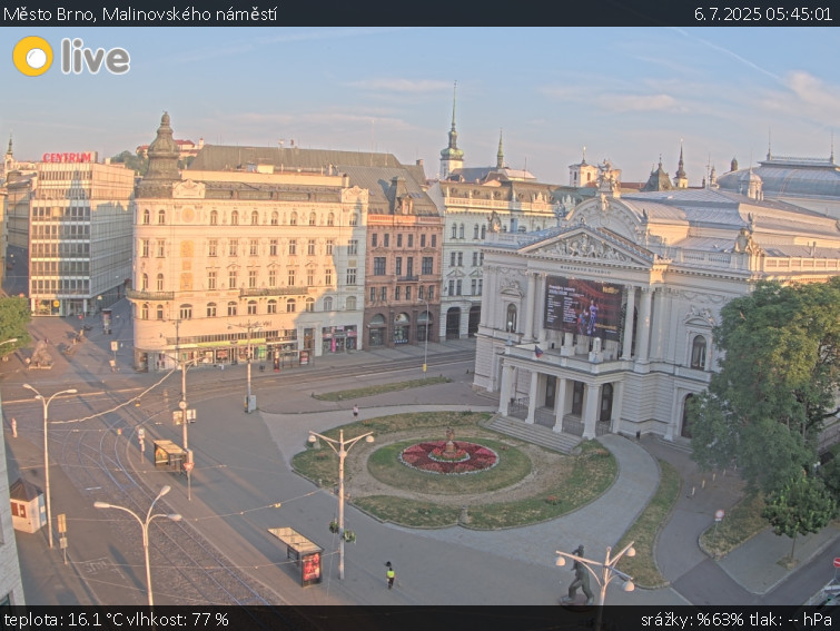 Město Brno - Malinovského náměstí - 6.7.2025 v 05:45 Město Brno - Malinovského náměstí - 6.7.2025 v 05:45