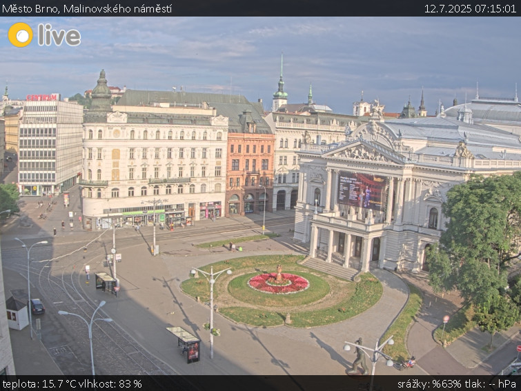 Město Brno - Malinovského náměstí - 12.7.2025 v 07:15 Město Brno - Malinovského náměstí - 12.7.2025 v 07:15