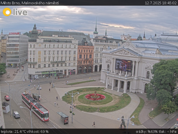 Město Brno - Malinovského náměstí - 12.7.2025 v 18:45 Město Brno - Malinovského náměstí - 12.7.2025 v 18:45