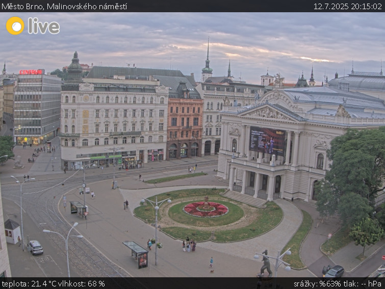Město Brno - Malinovského náměstí - 12.7.2025 v 20:15 Město Brno - Malinovského náměstí - 12.7.2025 v 20:15