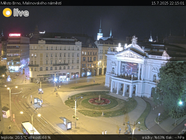 Město Brno - Malinovského náměstí - 15.7.2025 v 22:15 Město Brno - Malinovského náměstí - 15.7.2025 v 22:15