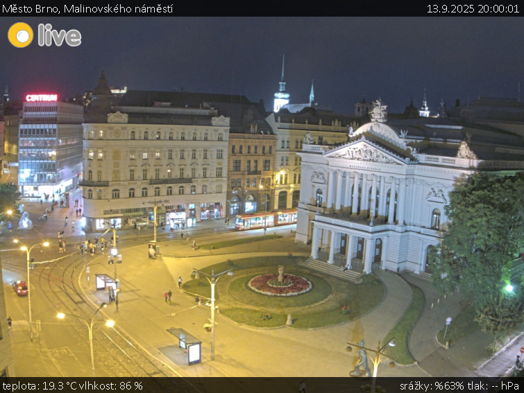 Město Brno - Malinovského náměstí - 13.9.2025 v 20:00 Město Brno - Malinovského náměstí - 13.9.2025 v 20:00